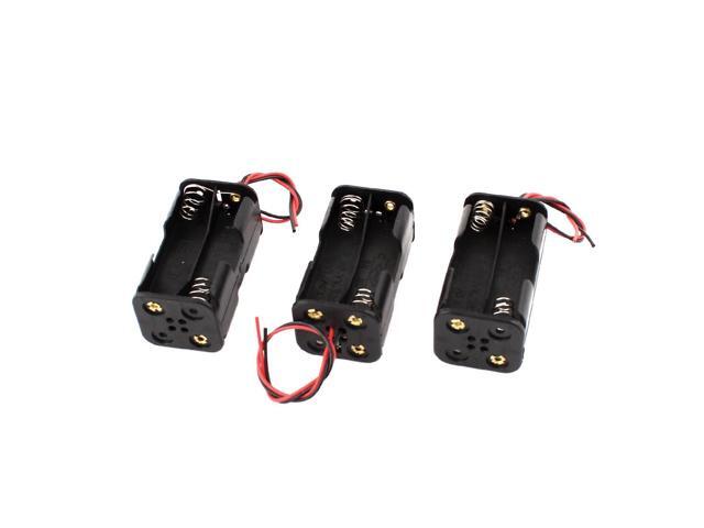 3 Pcs Black 4 x 1.5V AA Battery Batteries Holder Storage Case w Wire