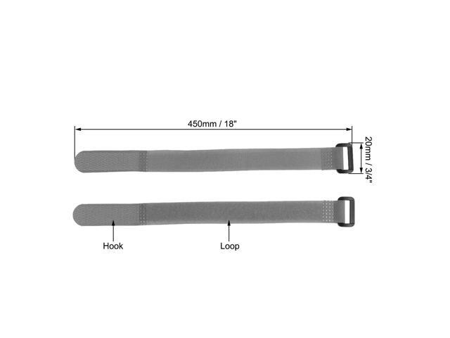 10pcs Hook and Loop Straps, 3/4-inch x 18-inch Securing Straps Reusable Fastening Cable Tie (Gray)