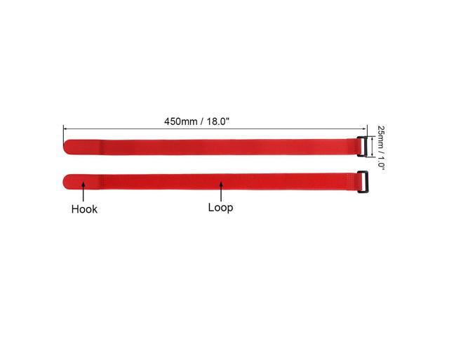10pcs Hook and Loop Straps, 1-inch x 18-inch Securing Straps Reusable Fastening Cable Tie (Red)