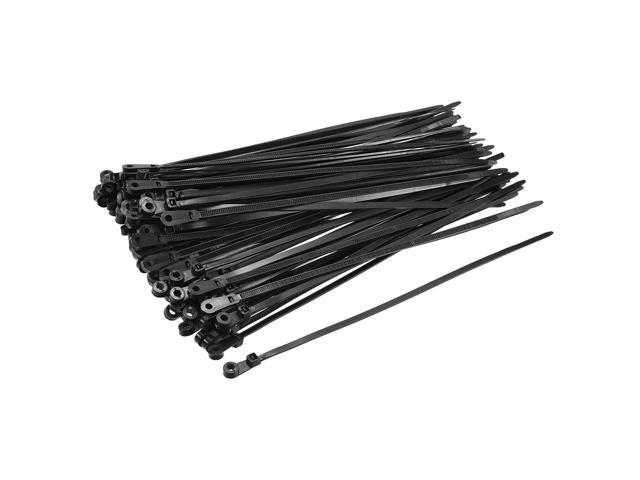 Mount Head Cable Zip Ties 10 Inch Screw Hole Nylon Wire Strap Black 50pcs