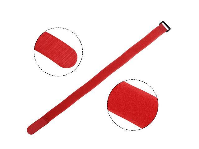 10pcs Hook and Loop Straps, 1-inch x 18-inch Securing Straps Reusable Fastening Cable Tie (Red)