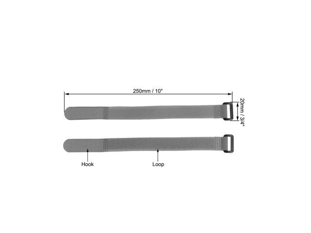 5pcs Hook and Loop Straps, 3/4-inch x 10-inch Securing Straps Reusable Fastening Cable Tie (Gray)