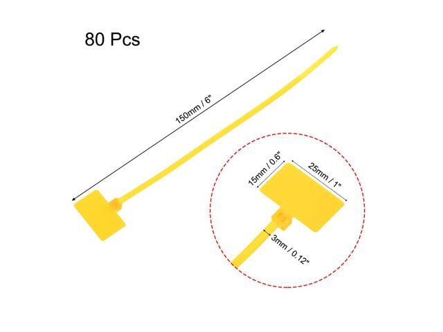 Cable Zip Ties 6 Inch Label Tag Mark Self-Locking Nylon Wire Strap Yellow 80pcs