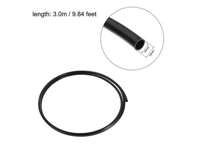 Nylon Line Hose Tube, 10mm(0.39') ID x 12mm(0.47') OD 3 M PA6 Nylon Tube Pneumatic Air Brake Tubing for Fluid Transfer Black