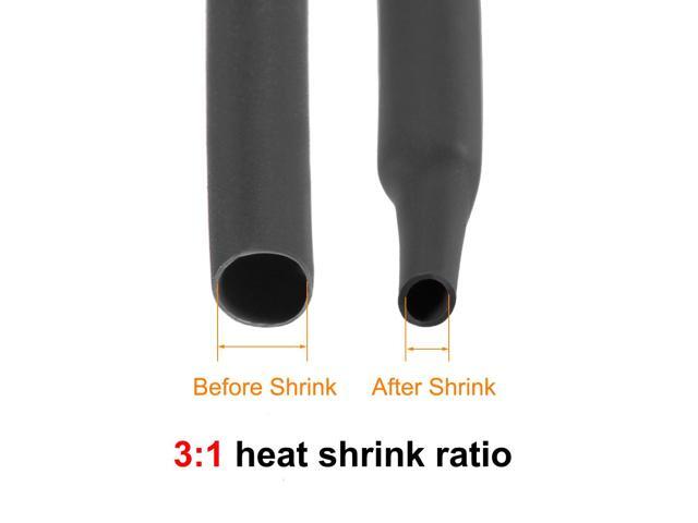 Heat Shink Tubing, 1/8'(3mm) Dia 7.4mm Flat Width 3:1 Ratio Shrinkable Tube Cable Sleeve 5m - Black