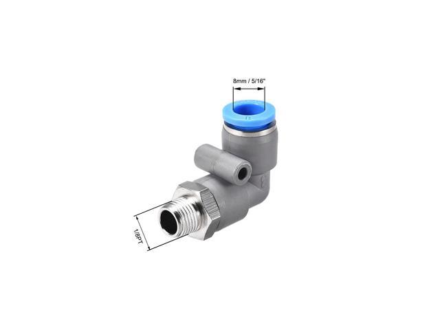 Elbow Push to Connect Air Fittings 8mm Tube OD x 1/8PT Male Thread Pneumatic Quick Release Connectors Grey 5Pcs