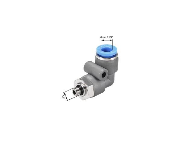 Elbow Push to Connect Air Fittings 6mm Tube OD X M5 Male Thread Pneumatic Quick Release Connectors Grey 10Pcs