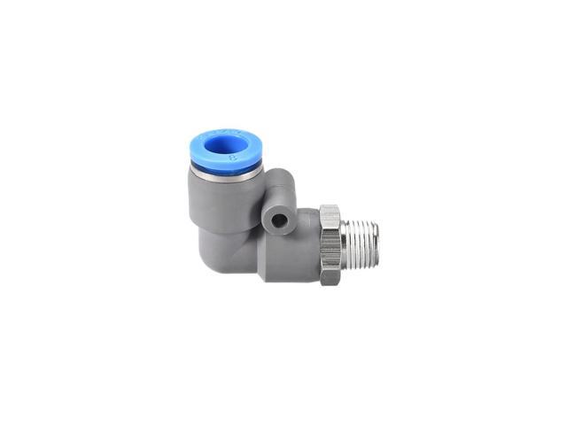 Elbow Push to Connect Air Fittings 8mm Tube OD x 1/8PT Male Thread Pneumatic Quick Release Connectors Grey 5Pcs