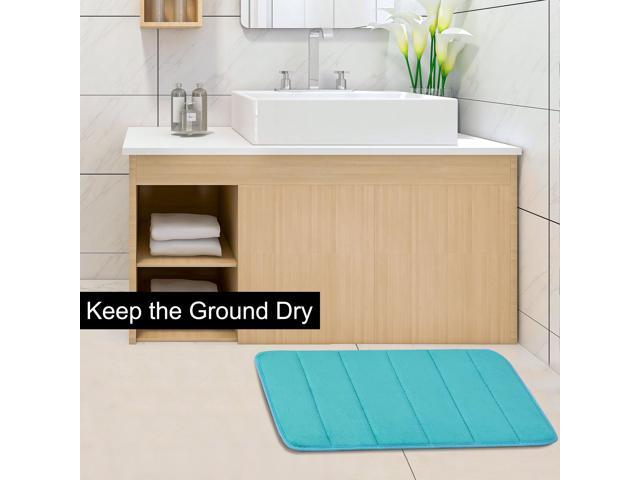 Bathroom Mats Non-slip Soft Absorbent Memory Foam Rugs Carpet Turquoise Blue 24 x 16 Inch