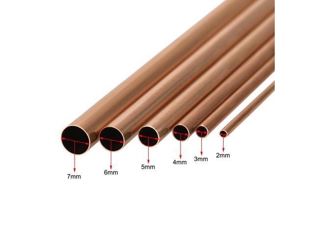 Copper Tube, 2mm 3mm 4mm 5mm 6mm 7mm OD x 0.2mm Wall Thickness 300mm Length Seamless Round Pipe Tubing, Pack of 6