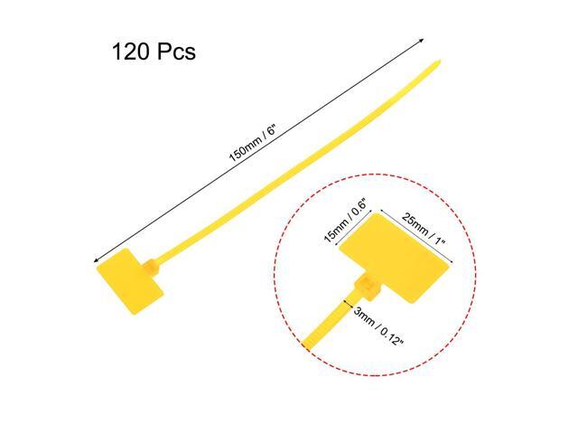 Cable Zip Ties 6 Inch Label Tag Mark Self-Locking Nylon Wire Strap Yellow 120pcs