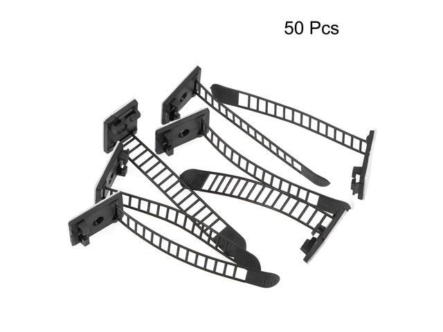 Adjustable Self Adhesive Cable Clips Wire Organizer W Optional Screw Mount for Fasten Cable Tie 90x12mm Black 50pcs