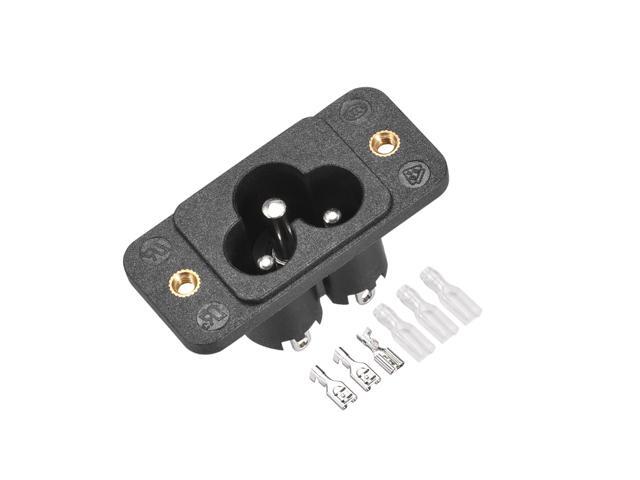 C6 Panel Mount Plug Adapter AC 250V 2.5A/5A 3Pins IEC Inlet Module Plug Power Connector Socket Straight with Heat Shrink Connectors