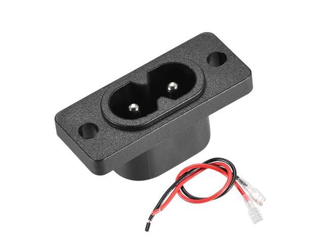 C8 Panel Mount Plug Adapter AC 250V 10A 2 Pins IEC Inlet Module Plug Power Connector Socket Straight with 2 Wire 2pcs