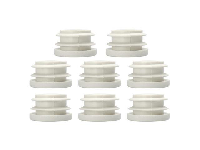 3/4' 19mm OD Plastic Round Ribbed Tube Insert Pipe Tubing End Covers Caps White 8pcs, 0.63'-0.71' Inner Dia Furniture Glide Chair Feet Floor Protector