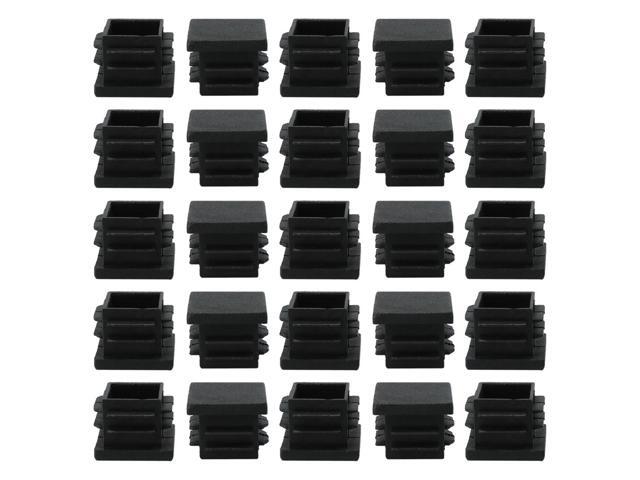 25pcs 19 x 19mm Plastic Square Ribbed Tube Inserts End Covers Cap, for 0.67' to 0.75' Inner Size, Furniture Sofa Couch Feet Floor Protector