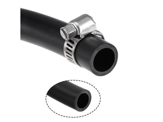 Lubricating Oil Hose 10mm ID 14mm OD 6.6ft Rubber Water Hose Black, 4 Clamps
