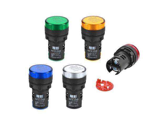 AC/DC 110V Indicator Lights, 22mm Mounting Hole, LED Dust Cover IP54, for Electrical HVAC Control Panel Switch Cabinet, Red Green Yellow Blue White...