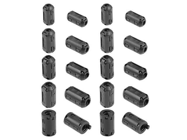 Ferrite Cores Ring 3.5mm 5mm 7mm 9mm 11mm Clip-On RFI EMI Noise Suppression Filter Cable Clip, Black 20pcs