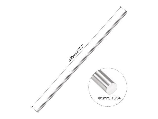 5mm x 450mm 304 Stainless Steel Solid Round Rod for DIY Craft - 4pcs