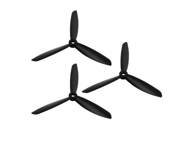 3Pcs 6x4.5 Inches 3-Vane Electric RC Airplane CCW Propeller Black w Hole Adapter