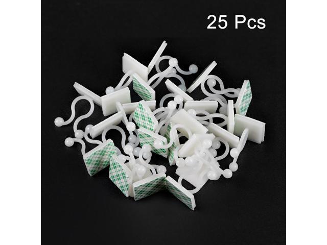 Twist Lock Cable Wire Ties with Sticker Nylon U Shape Save Place 10mm Dia White 25pcs