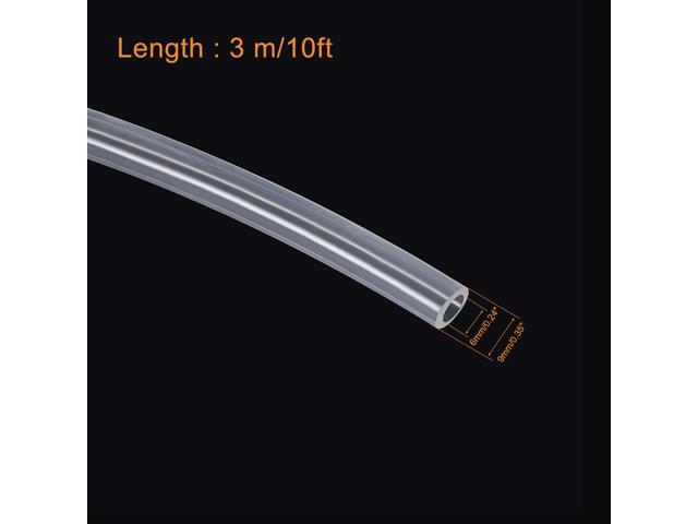 Silicone Tubing 6mm(1/4') ID 9mm OD 10ft Silicone Rubber Tube Air Hose Water Pipe Clear with Clamps