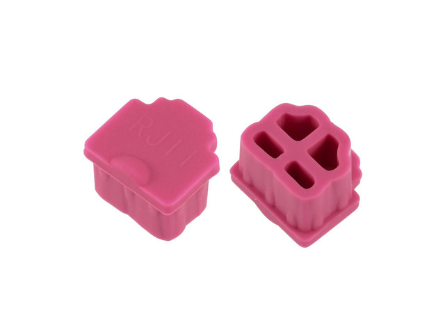 10pcs RJ11 Silicone Protector Telephone Modular Port Anti Dust Cap Cover, Rose Red