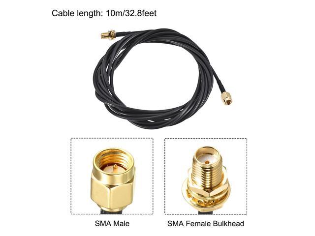 SMA Male to SMA Female Bulkhead Antenna Cable RF RG174 Coax Cable 10M/32.8 Ft