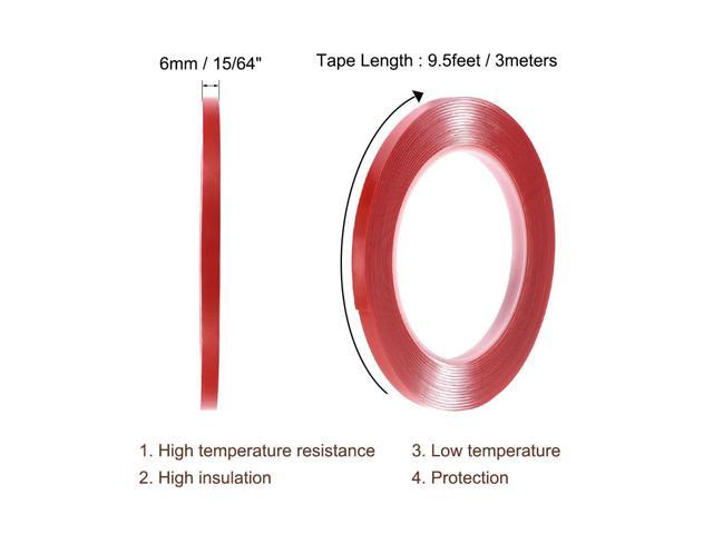 15/64 Inch x 9.5Ft Heat Resistant Acrylic Double Sided Adhesive Tape for Touch Screen Repairing 1mm Thickness Clear with Red Protect Film
