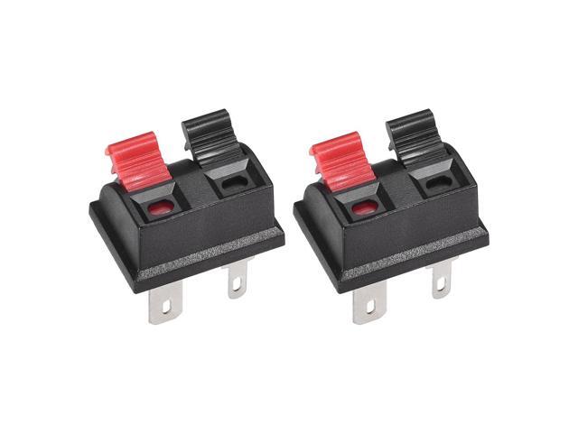 2 Ways Spring Speaker Terminal Clip Push Release Connector Audio Cable Terminals Strip Block Black Red WP2-203 2Pcs