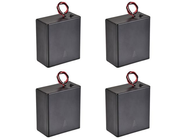 Battery Case Storage Box 2 Slots x 1.5V 2-Wire ON/OFF Switch for 2 x D Battery with Cover 4 Pcs