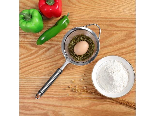 Stainless Steel Fine Mesh Strainer Colander Flour Sifters with Handle 4'