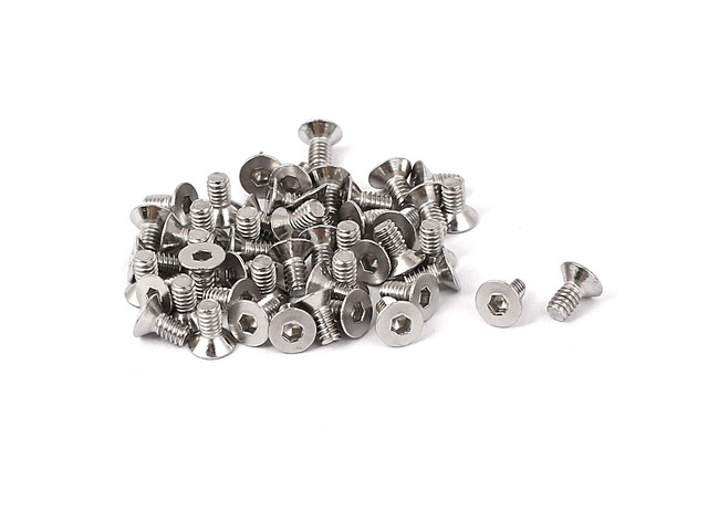 M2x4mm Stainless Steel Hex Socket Flat Head Countersunk Bolts Screw 50pcs