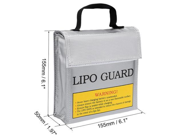 Lipo Guard Fireproof Explosionproof Lipo Battery Safe Bag Charging Pouch Sack for Charge and Storage 155x50x155mm Silver Tone