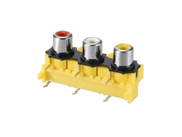 PCB Panel Mount Triple RCA Socket Female Jack Audio Video AV Connector Red White Yellow 8Pcs