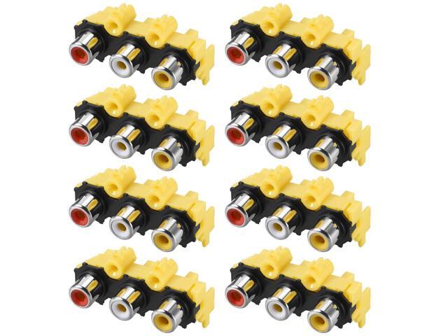 PCB Panel Mount Triple RCA Socket Female Jack Audio Video AV Connector Red White Yellow 8Pcs