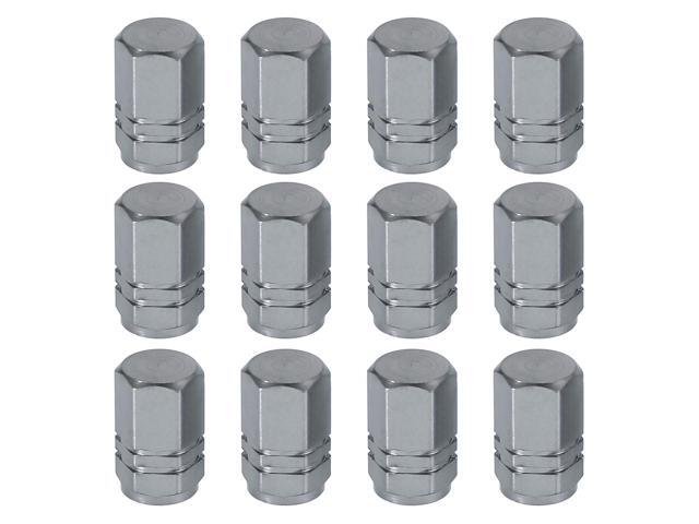 12pcs Hexagon Car Tire Valve Stem Caps Tire Valve Dust Covers 7mm Universal Gray