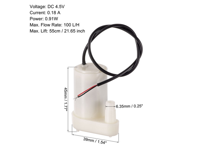 Micro Submersible Mini Water Pump DC 4.5V Vertical Style for Plant Watering, Pack of 2