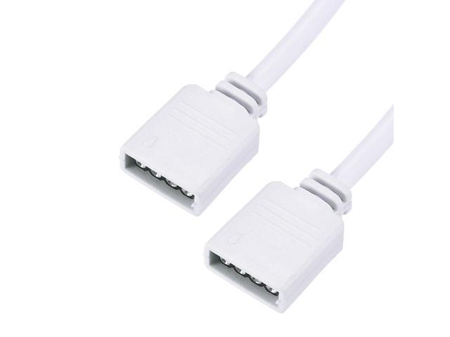 4 Pin 10mm RGB LED Strip Light Connector Extension Cable 1M Length White 2Pcs with 4Pcs Male 4 Pin Plugs