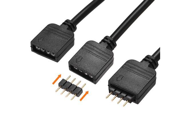 4 Pin 10mm RGB LED Strip Light Connector Extension Cable 300mm Length Black 15Pcs with 30Pcs Male 4 Pin Plugs