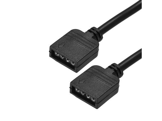 4 Pin 10mm RGB LED Strip Light Connector Extension Cable 300mm Length Black 15Pcs with 30Pcs Male 4 Pin Plugs