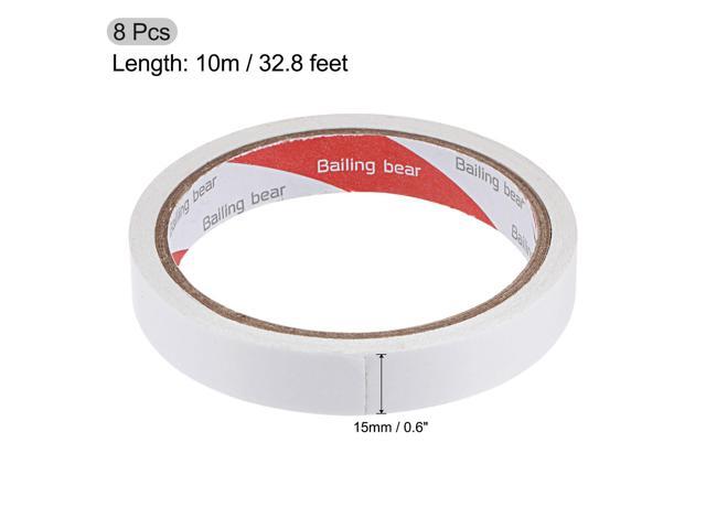 Double-Sided Adhesive Tape 15mm 10m/32.8ft Paper Backing for DIY Arts Crafts Scrapbook 8 Rolls