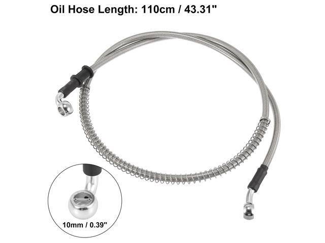 Universal 110cm 43.31' Motorcycle Brake Clutch Oil Hose Line Pipe Hydraulic Reinforced Stainless Steel Braided Silver Tone