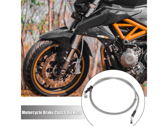 Universal 110cm 43.31' Motorcycle Brake Clutch Oil Hose Line Pipe Hydraulic Reinforced Stainless Steel Braided Silver Tone
