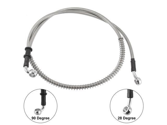 Universal 110cm 43.31' Motorcycle Brake Clutch Oil Hose Line Pipe Hydraulic Reinforced Stainless Steel Braided Silver Tone