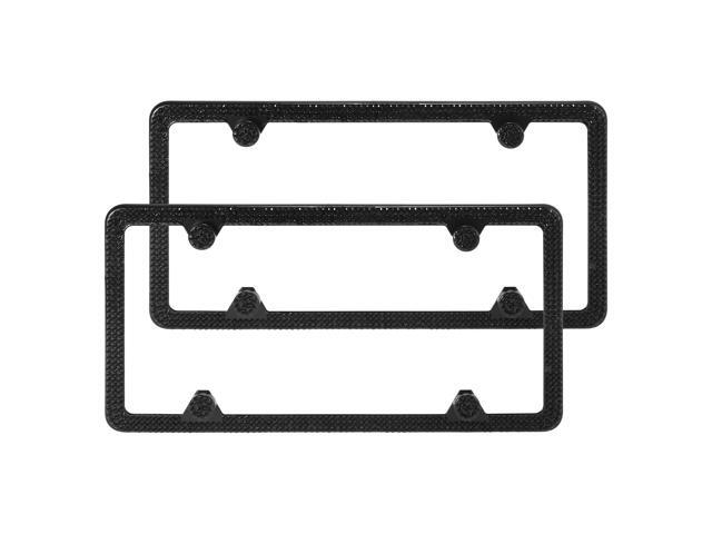 2pcs Car License Plate Frame Bling Black Faux Crystal Rhinestone Front Rear Decoration Cover Holder Universal 4 Holes