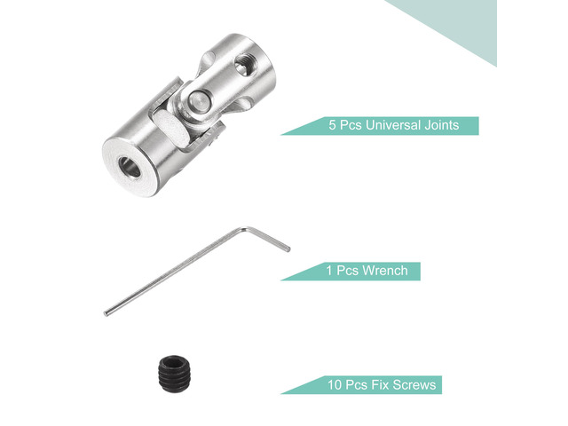3mm to 3mm Inner Dia Rotatable Universal Joint Shaft Coupling L23 x D9 with Screws and Wrench for RC Model Pack of 5