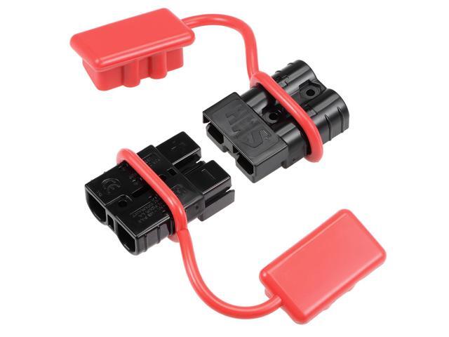 6 Gauge Battery Quick Connect Disconnect Kit 50A Wire Connector for Winch Auto Car Trailer Driver, Black 2pcs