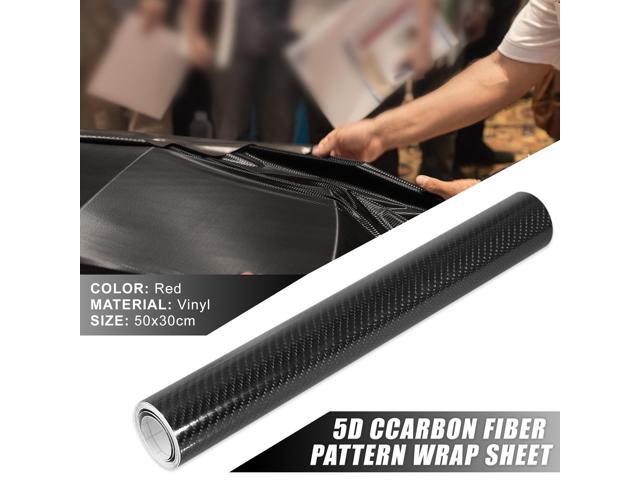 5D Glossy Carbon Fiber Pattern Vinyl Wrap Sheet Cover Decal Car Self Adhesive Sticker Protector Film Universal Black 12'x20'